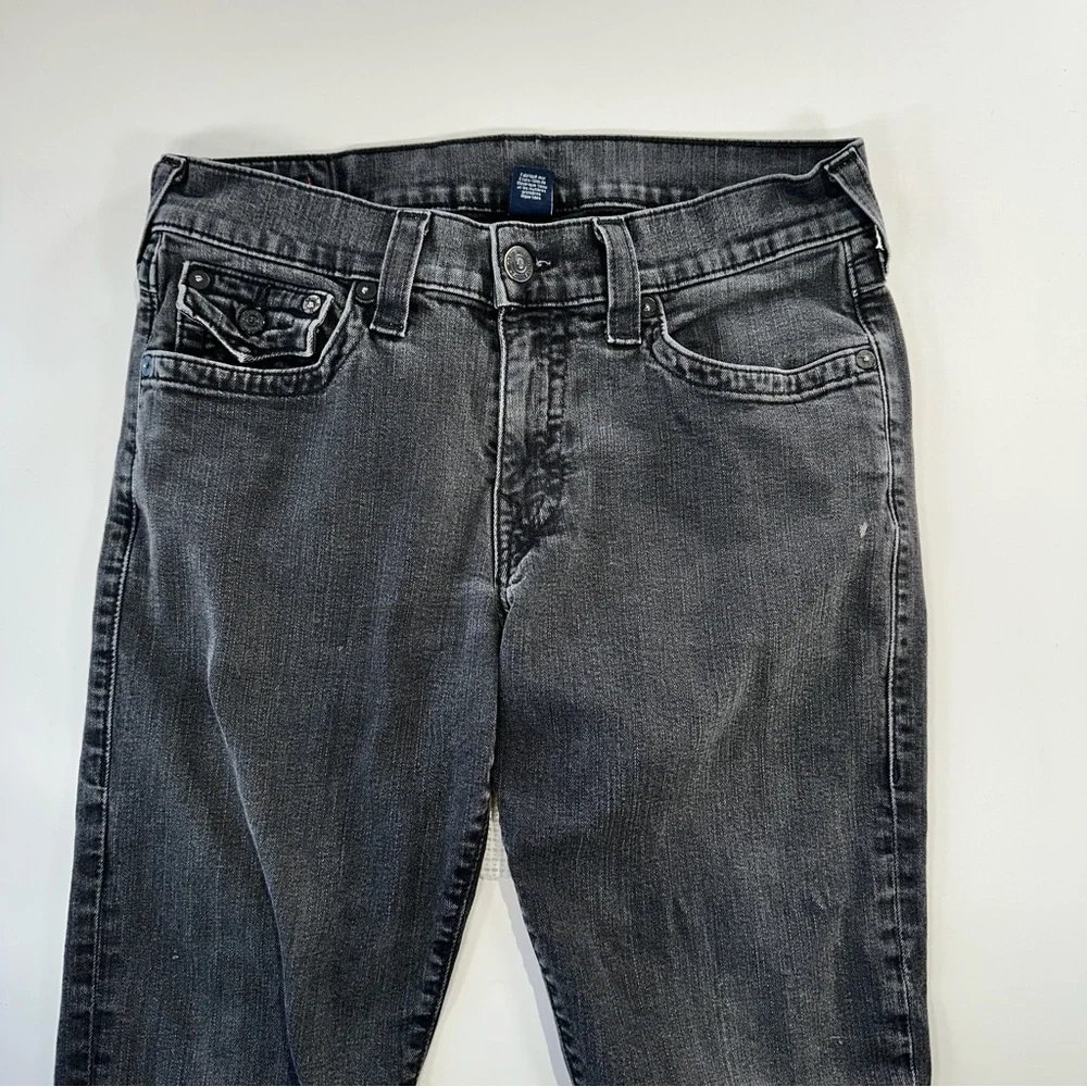 True Religion Ricky Flap Pocket Relaxed Straight Jeans Dark Gray 33